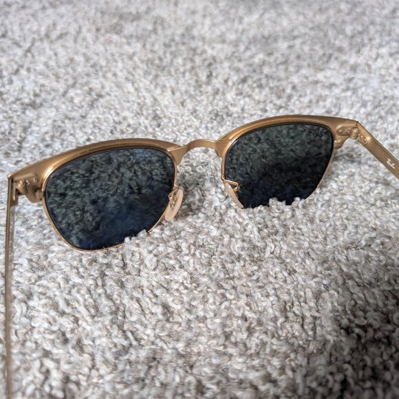 Ray-Ban Clubmaster Metal Black Frame w/ Green Polarized Lens - Picture 8 of 9